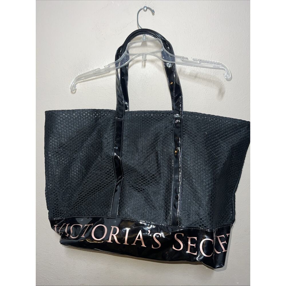 Victoria Secret | Pink & Black Large Bag Tote Bag Stitched LOGO VS Beach